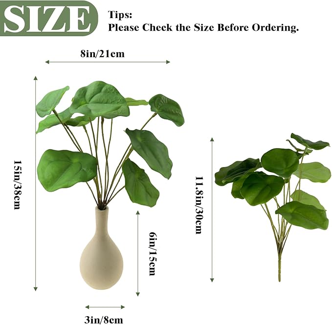 Artificial Green Plants with Ceramic Vase, Faux Pilea Plants Fake Greenery Indoor for Office Desk Bedroom Livingroom Bathroom Shelf Windowsill Home House Decor (Emerald Green)