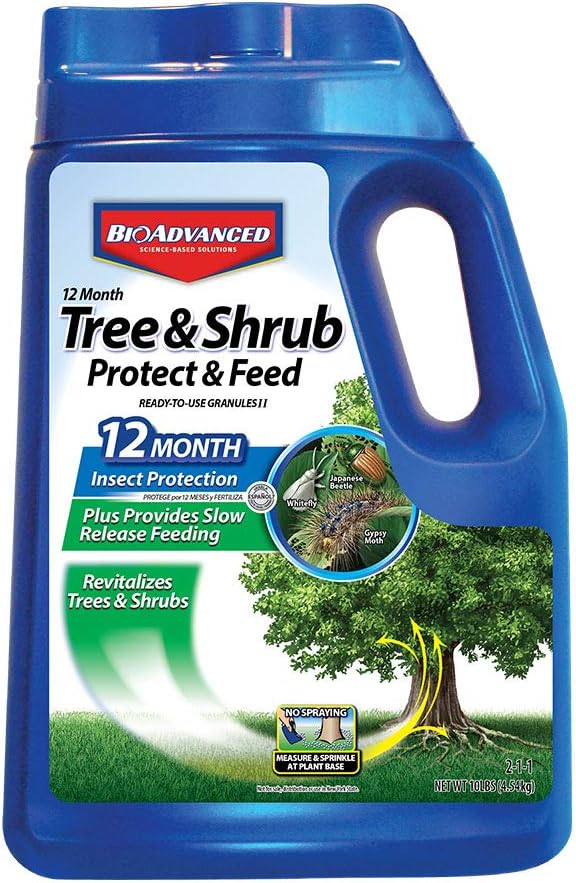 BioAdvanced 12 Month Tree and Shrub Protect and Feed II, Granules, 10 Pound, Tree Fertilizer & Outdoor Insect Killer