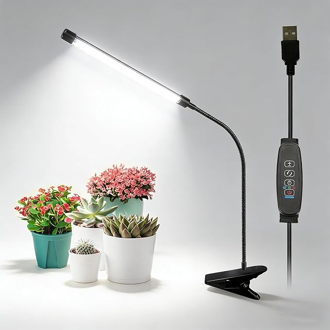 LED Grow Light for Indoor Plants, 20W 6000K Plant Lights for Seedings Succulents, Waterproof Grow Lamp with Timer Auto On/Off 3/9/12H, 9 Dimming