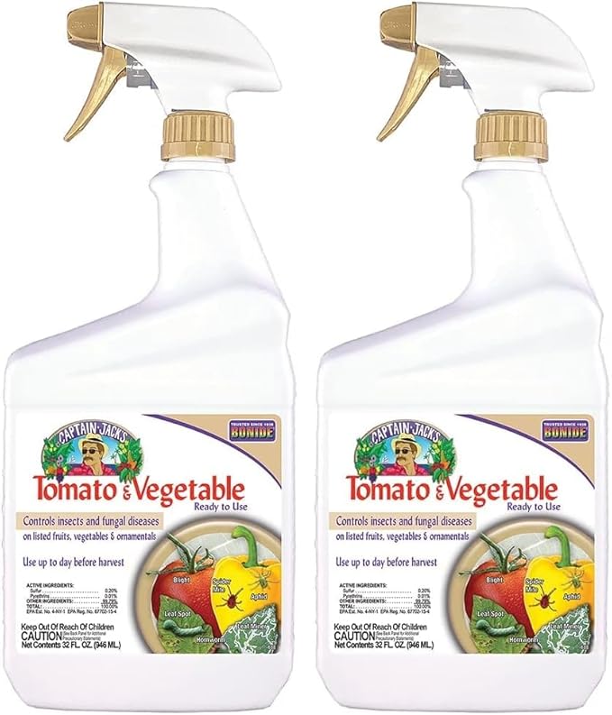 Bonide Captain Jack's Tomato & Vegetable Spray, 32 oz Ready-to-Use Spray, Insect & Disease Control for Organic Gardening (Pack of 2)