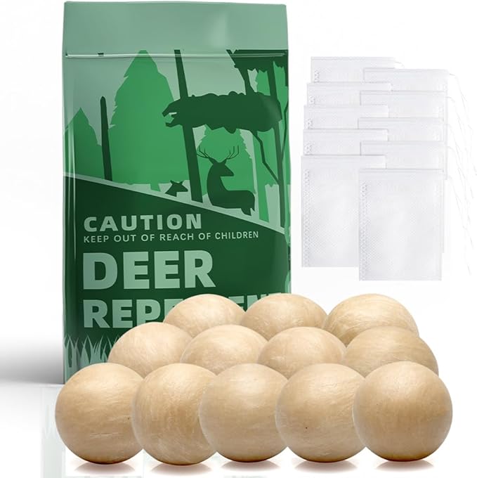 Deer Repellent, Deer & Rabbit Repellent for Plants, Deer Deterrent for Garden and Yard, Rabbit Repellant Outdoor, Keep Deers Away from Trees, Long-Lasting 2 Months Protection-12 Pack