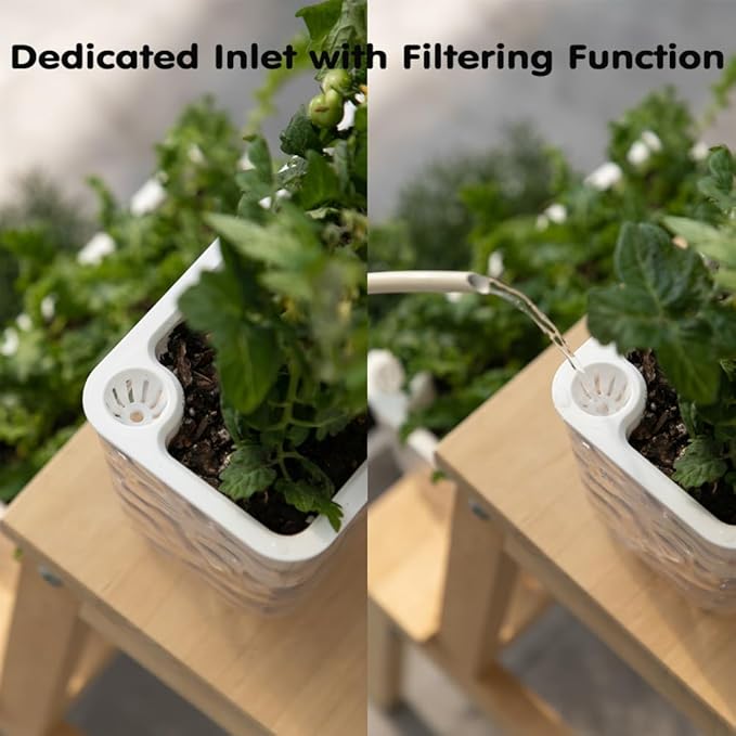 3 Pack Self Watering Rectangular Plant Pots, 11" x 5"x 5" Plant Containers with Drainage Holes, Rectangle Houseplant Window Planters for Succulents, Flowers,Herbs,Vegetables (Grey)
