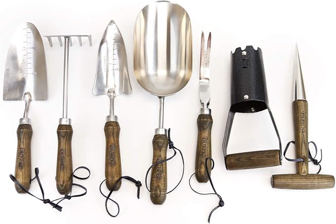 Burpee 13" Stainless Steel Trowel | Durable Long Lasting Garden Tool | Leather Wrist Strap 5" Handle, 10 Year Warranty