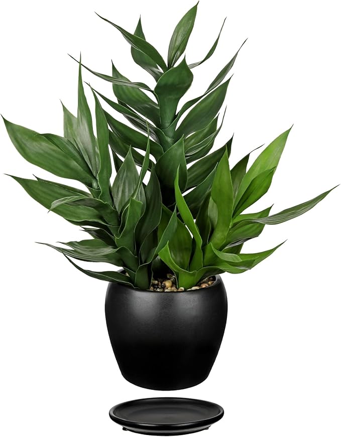 17.7" Tall Artificial Bamboo Plants Indoor Fake Plant in Black Ceramic Pot, Faux Potted Plant Silk Plants for Home Decor Indoor, Desk, Shelf, Tabletop, Office, Living Room, Entryway, Bathroom Decor