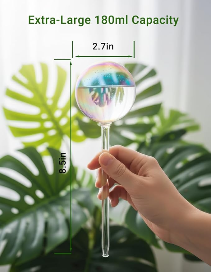 4 Pack Self Watering Globes for Plant, Iridescent Glass Rainbow Watering Bulbs, Automatic Plant Waterer for Indoor & Outdoor Potted Plants，Vacation Plant Watering Devices System，Plant Watering Devices