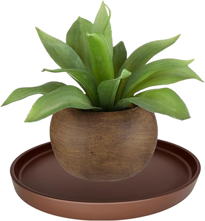 Yukfona Ceramic Plant Saucer Pot Tray 12 Inch, Planter Saucers 4 5 6 7 8 9 10 11 12 13 Inch for Indoors Outdoor, Durable Sturdy Flower Drainage drip Water Tray for Glazed Pots Base (12.7 Inch-Brown)
