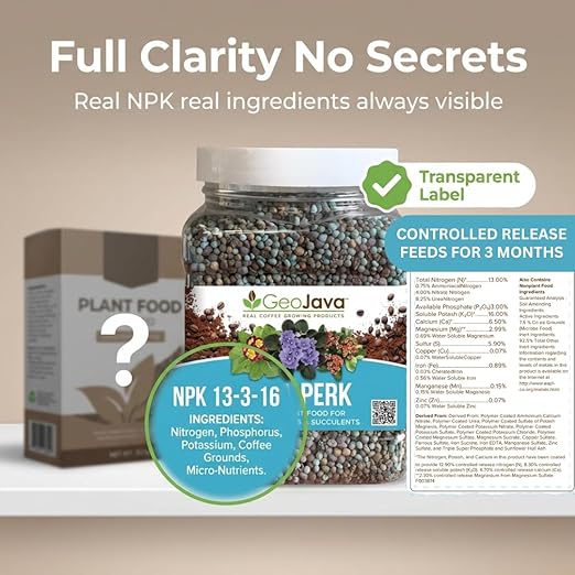 Java Perk Indoor Plant Food: A Slow‑Release Fertilizer with Complete NPK & Micro-Nutrients with Real Coffee for Houseplants, Indoor Herbs & Container Gardens - Odorless, Easy & Long‑Lasting (2 lb)
