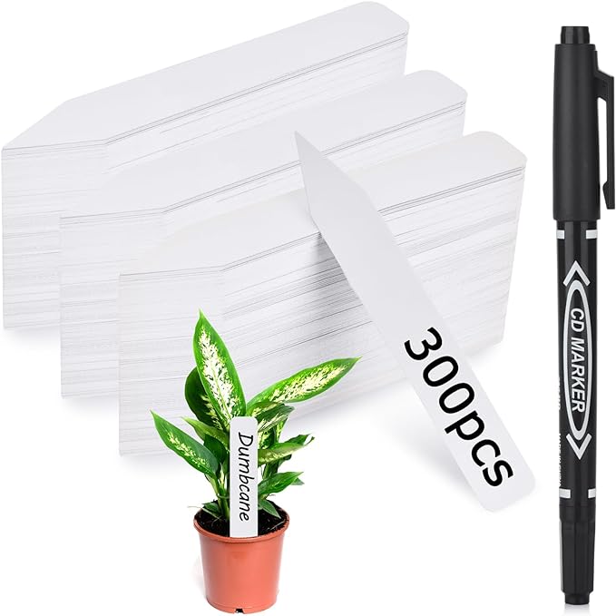 Darfukei Plant Labels 300pcs 4 Inch with Garden Plant Markers Pen of Outdoor Waterproof,Plant Tags and Permanent Marking Pen, Garden Labels Gardening Gifts for Women Men