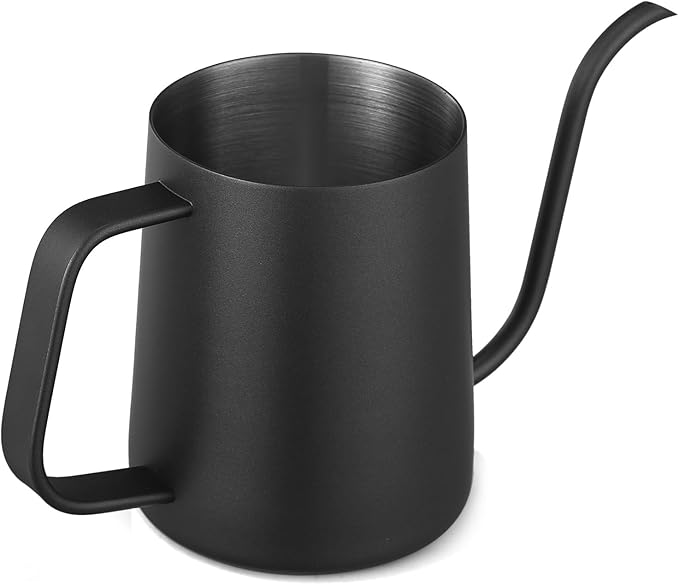 Small Watering Can Indoor Plants - 20 oz Mini Stainless Steel Watering Can with Long Spout Rust-Proof Tiny Metal Watering Can for Small House Plants Flowers Home & Office Black