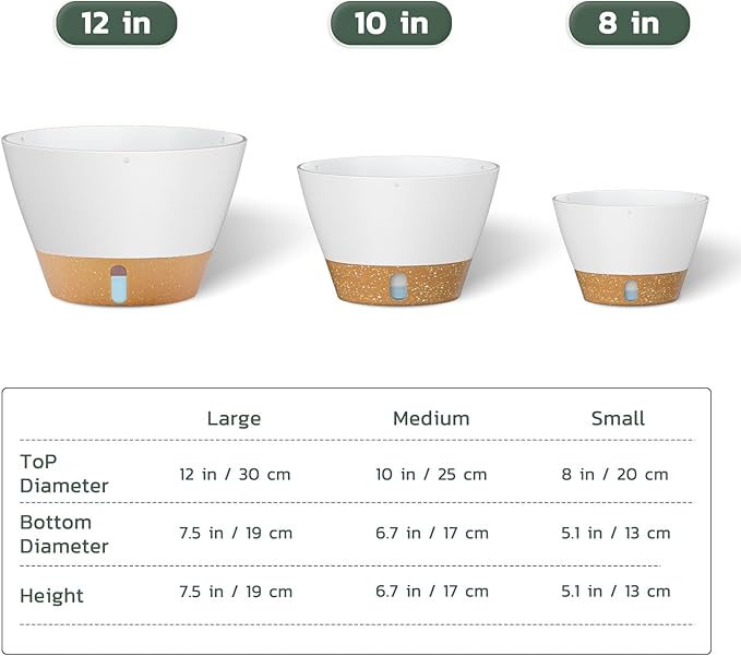 ZMTECH 2 Pack 12 Inch Hanging Planters for Indoor Plants, Large White Self Watering Hanging Planter with Visible Water Level & Removable Tray, Decorative Flower Pots for Outdoor Garden