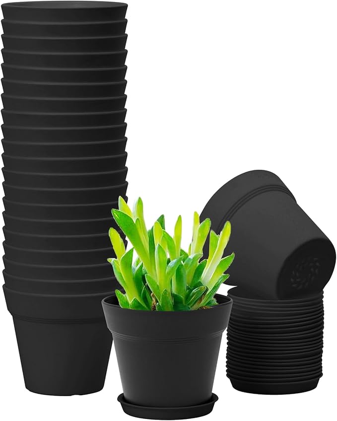 GARDIFE 20 Pack 4 inch Plant pots, planters for Indoor Plants, Flower pots, Black