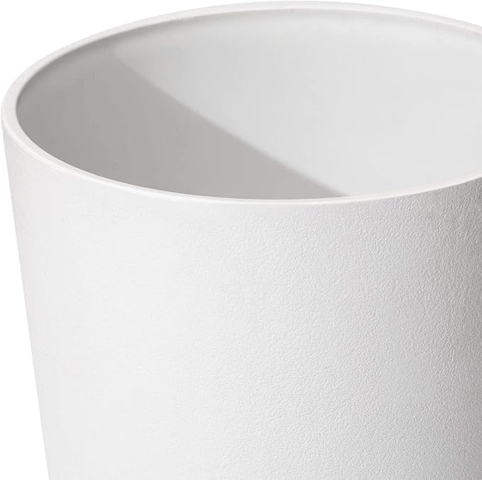 LA Jolie Muse Tall White Planters Set of 2,20 Inch Indoor/Outdoor Round Planters with Shelf Inset,Modern Large Planters with Drainage Holes for Front Door,Balcony and Patio Deck