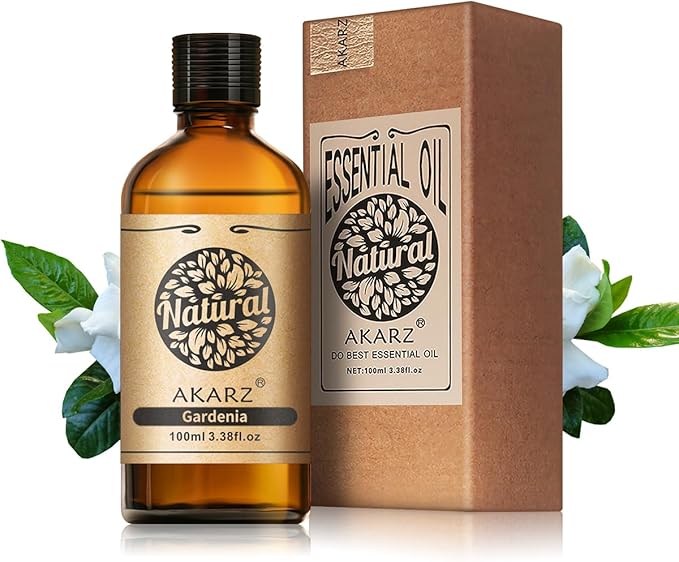 AKARZ 100ml Gardenia Essential Oil Natural Gardenia Oil Pure for Candle Making,DIY Skincare Products Massage,Home Spa Relaxation