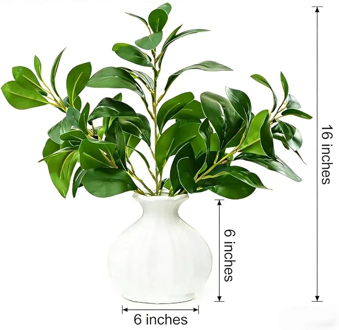 16" Artificial Branches in White Textured Ceramic Vase Lifelike Faux Greenery Table Centerpiece Modern Fake Plant for Home Office Desk Shelf Bedroom Bathroom Decor