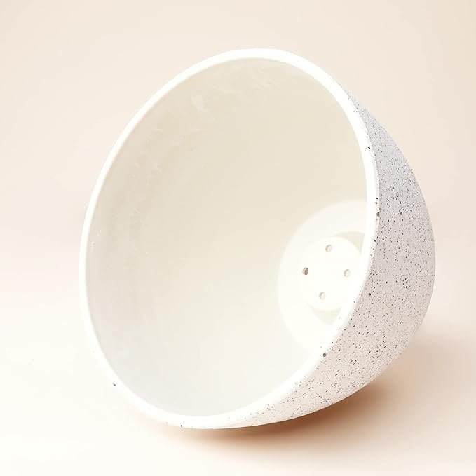 LA JOLIE MUSE Flower Pots Outdoor Garden Planters, Indoor Plant Pots with Drainage Holes, Plastic, Speckled White, Set 2 (7.5 + 7.5 Inch)