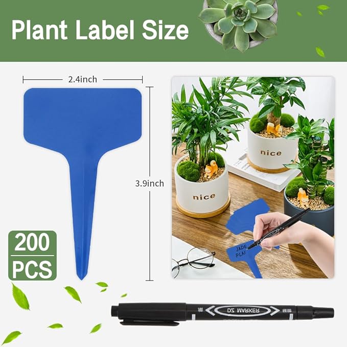 Plant Labels,200pcs Plant Tags,Blue Plant Markers,Gardening Supplies,Garden Labels Outdoor Waterproof,Garden Markers,Plastic Plant Labels for Seedlings,Garden Accessories for Outside,Plant Nursery