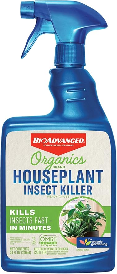 BioAdvanced Organics Brand Insect Killer for Houseplants, Ready-to-Use, 24 oz, Indoor Plant Bug Spray