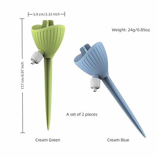 Self-Watering Spikes for Plants, Adjustable Dripping Irrigation Stakes with Valve, Automatic Watering System for Indoor & Outdoor Potted Plants, Universal Fit 28-30mm Bottles (2 Pack)