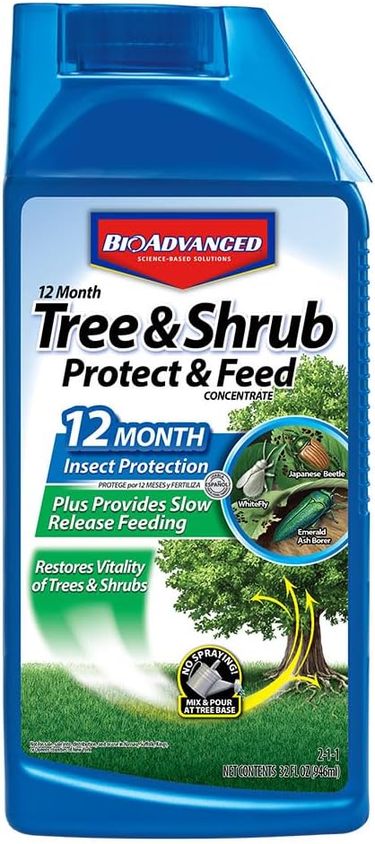 BioAdvanced 12 Month Tree and Shrub Protect and Feed Concentrate, 32 oz., Insect Killer, Tree Fertilizer & Plant Food