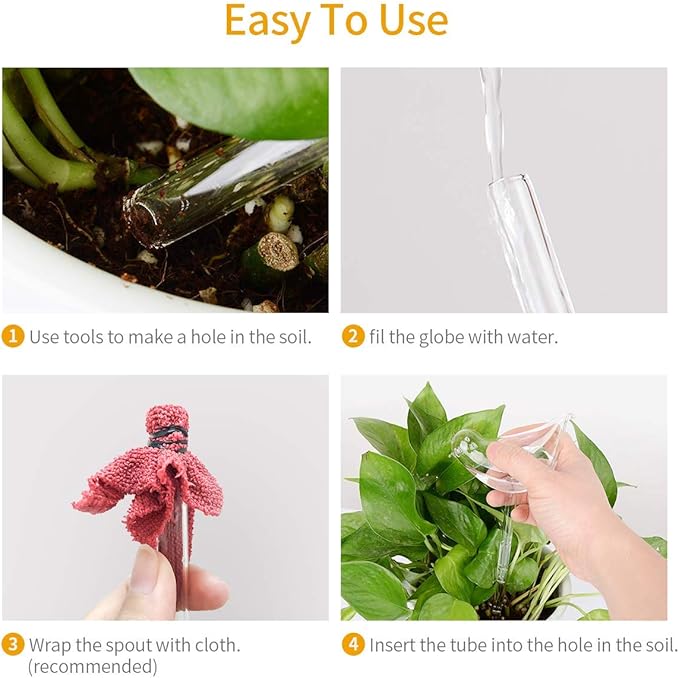 3 Pack Plant Waterer Self Watering Globes,Bird Shape Hand Blown Transparent Mini Durable Clear Glass Aqua Bulbs