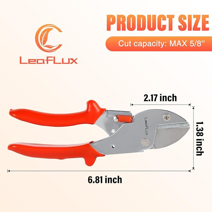 LeafLux 7" Professional Anvil pruner with SK-5 Blades, Best for Dry, Dead Stems & Branches, Plastic, Rubber.Gardening Clipper ，Cut-Multi-Purpose handheld shears for Industry & Crafts|LFXP1107
