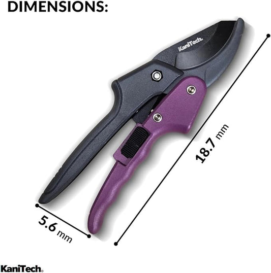 Pruning Shears for Gardening with Gloves - Heavy Duty Garden Shears, Aluminum Hand Pruners with TPR Grip Handle, 8 inch 3.55mm Thick Blade - for Branches, Flowers & Plants (Purple)