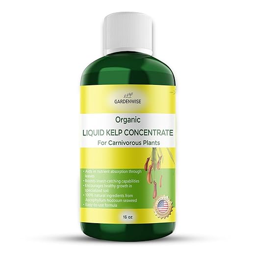 GARDENWISE Organic Premium Kelp Seaweed Fertilizer: Indoor Plant Fertilizer & Carnivorous Plant Food for Venus Flytraps, Sundews, Drosera Capensis,Pitcher Plants,Butterworts & Other (16 OZ)