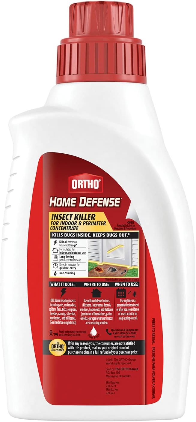 Ortho Home Defense Insect Killer for Indoor and Perimeter Concentrate - Kills Ants, Cockroaches and Spiders, 32 fl. oz.(Pack of 2)
