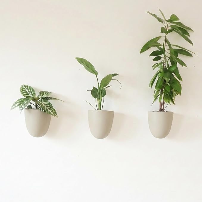 Make Good PlantPod Luxe Self-Watering Wall Planters (Set of 3, Stone) - Easy to Water and Install - Lightweight - Design Your Own Vertical Garden - Wall Planters for Indoor Plants
