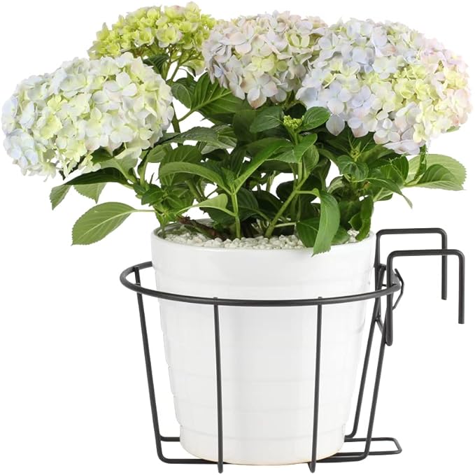 TreeLen 3Pack 10inch Railing Planter Outdoor Balcony Hanging Baskets for Plants Fence Planters Metal Potted Stand Indoor Porch Railing Planters Flower Pot Holder