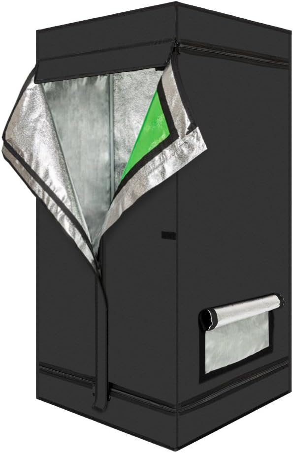 24"X24"X48" Mylar Hydroponic Grow Tent with Obeservation Window and Floor Tray for Indoor Plant Growing