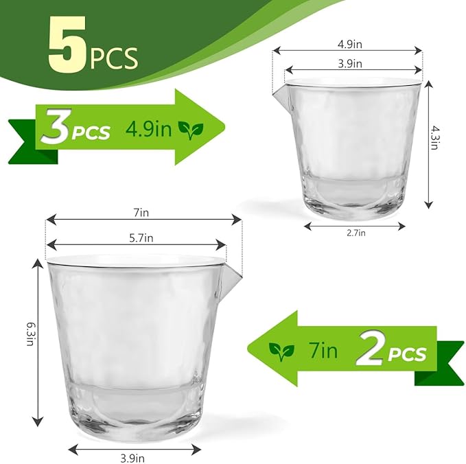 Yummy Sam Self Watering Pots for Indoor Plants, 5 Pack 2Size-7/5 Inch Clear Plastic Planters, Pot for Indoor or Outdoor, for Garden, Flower, Nursery