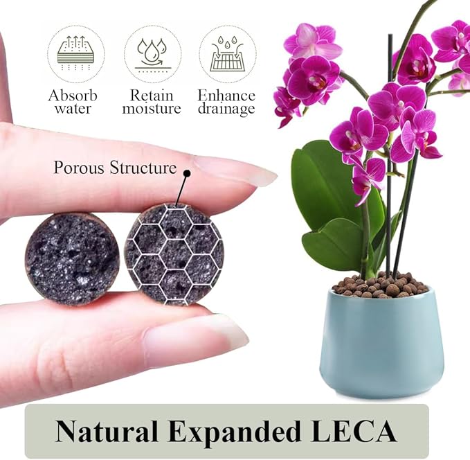 YISZM Clay Pebbles for Plants, 8mm-12mm Expanded LECA Balls Plant Garden Soil, Hydroponic, Aquaponics, Natural Leca Balls for Soil Root Development, Orchid Potting Mix, 2lb