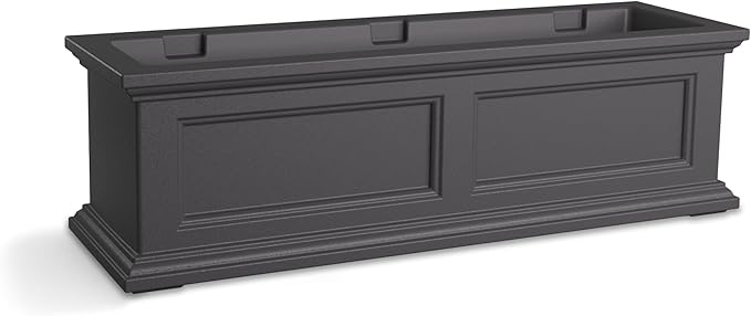 Mayne Fairfield 3ft Window Box, Self Watering Flower Box with Double Wall Design, All Season Fade Resistant Outdoor Window Planter with Steel Mounting Bracket, Graphite Grey