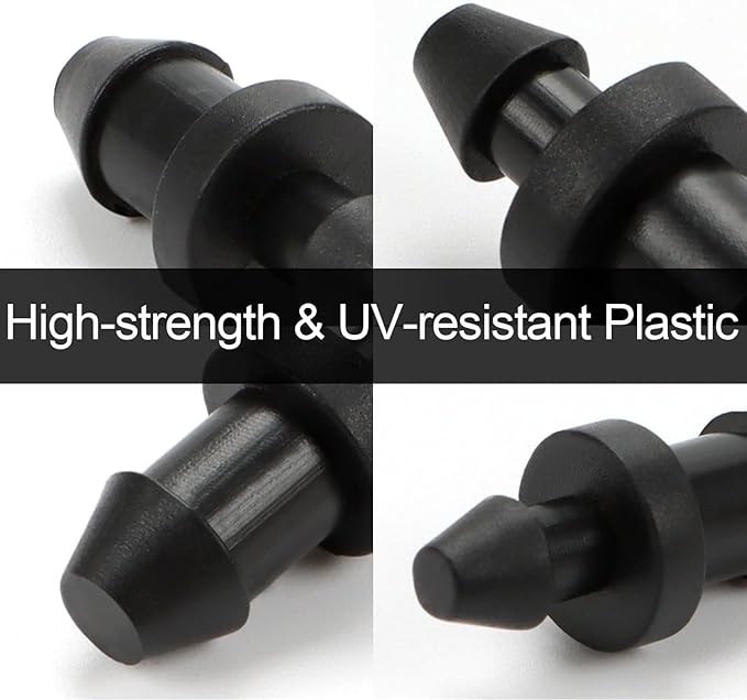 RedChili Drip Irrigation Universal 1/4" Barbed End Cap Fitting, 120 Pieces Drip System Parts Goof Plug Connectors Fits 1/4-Inch Drip Tubing Irrigation For Drip Line Connection