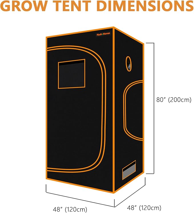 4x4 Grow Tent Kit (48"x48"x80") - Heavy-Duty 600D Diamond Mylar Lining, 98% Reflective, Viewing Window & Waterproof Floor Tray for Hydroponics Indoor Growing