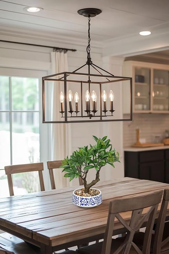 Artificial Bonsai Tree, Small Bay Laurel Bonsais Tree 13" Indoor Bonsai Trees Fake Potted Plant Decorative Fake Desk Plant Decor with Blue & White Ceramic Pot for Home Office Living Room Table Shelf