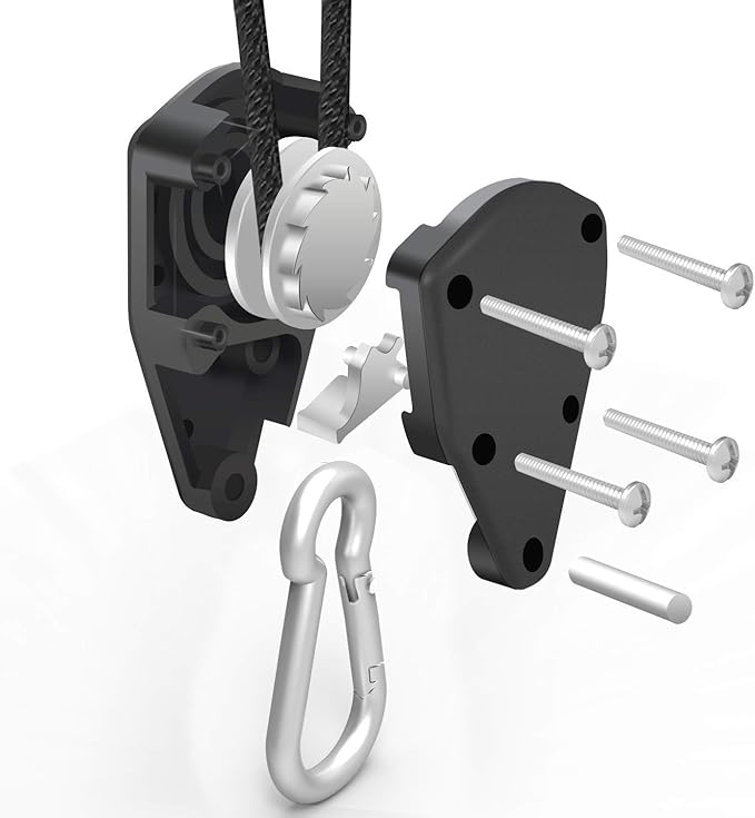 iPower GLROPEMG4X8 8-Pair 1/4 Inch 8-Feet Long Heavy Adjustable Duty Rope Clip Hanger Reinforced Metal, Black