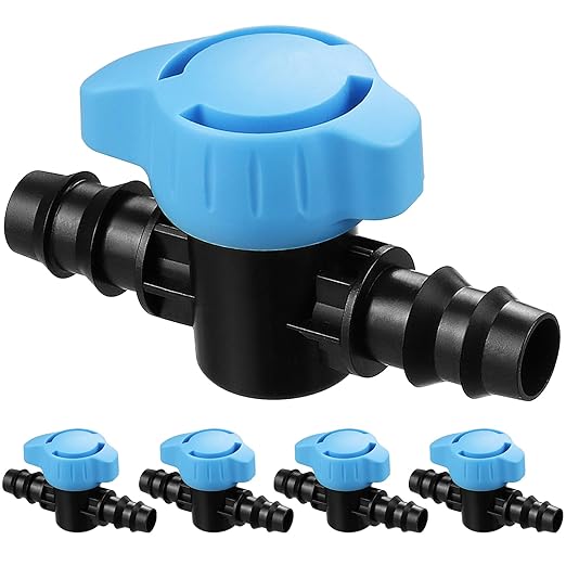 Gardrip 5 Pack 1/2 Inch Drip Irrigation Valve: 1/2 in. in-Line Shut Off Valves for 1/2 Inch Drip Irrigation Tubing (.570-.620" ID) Barbed Cut Off Switch Valve for Garden Irrigation System