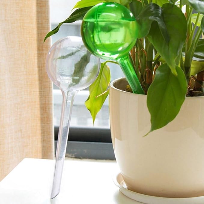 GANPUB White Plastic Plant Self Watering Globes Bulbs Easy Automated Plant Watering Systems for Flower Pots Plant Waterer Houseplant, for Outdoor & Indoor Use Plant Container Accessories(13cm*5cm)