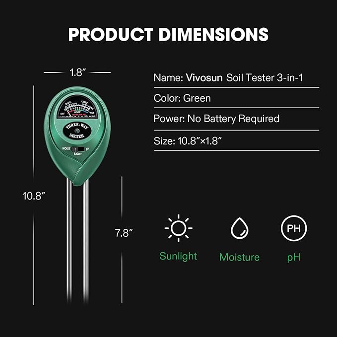 VIVOSUN 2 Pack Durable Waterproof Seedling Heat Mat Warm Hydroponic Heating Pad 10 x 20.75 Inch, Soil Tester, 3-in-1 Plant Moisture Meter Light and PH Tester for Germination, Indoor Gardening, Greenho