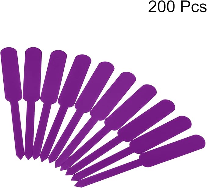 PATIKIL Plant Labels, 200Pcs PP Rectangle Marker Tags for Outdoor Indoor Garden, Purple