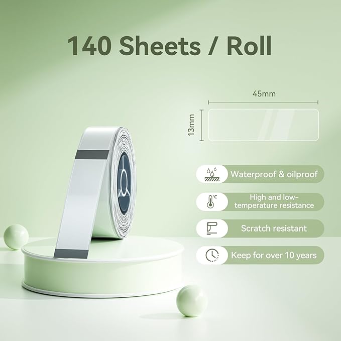 NIIMBOT Plant Labels 13×45mm (0.51'' x 1.77''), for N1(B18) Label Maker, Suitable for Outdoor Indoor Plant Potted Tag, PET Material, Long Storage, Waterproof and High-Temperature Resistance, Clear