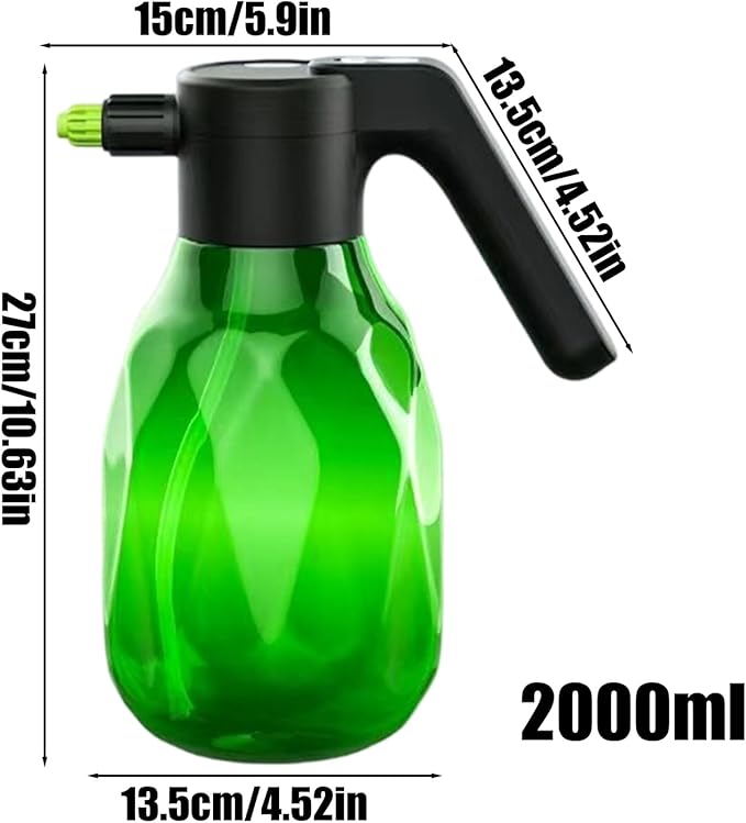 Electric Plant Sprayer - 2L Indoor Watering Can, Rechargeable Battery Spray Bottle, Automatic Plant Mister | Multipurpose Pump Sprayer for Lawn Garden Yard Grass Car Flower Vegetable Care