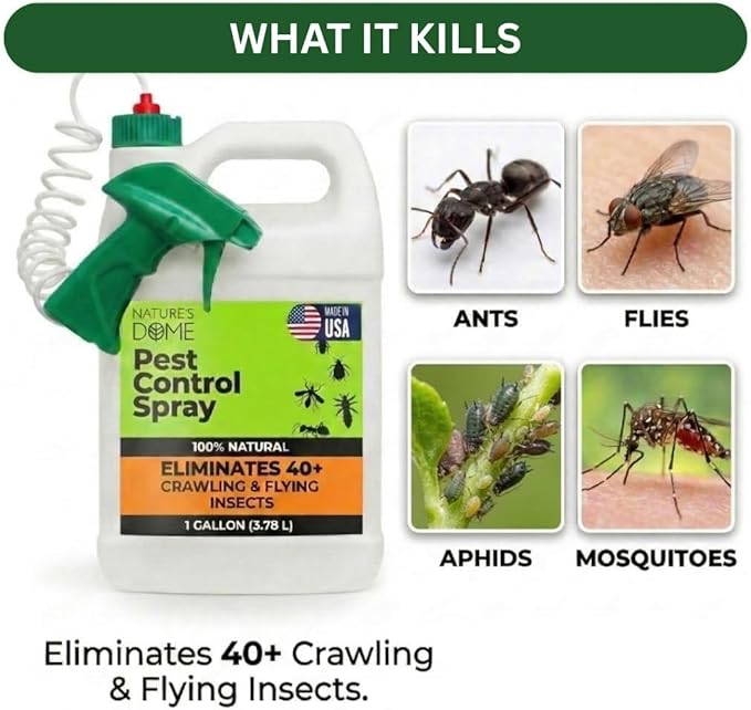 Nature’s Dome Pest Control Spray 1 Gallon | Natural Ant Killer & Bug Spray for Indoor & Outdoor Use | Eco-Friendly Bug Spray for Flea, Ticks, Ant & Mosquitos | Safe for Pets and Kids