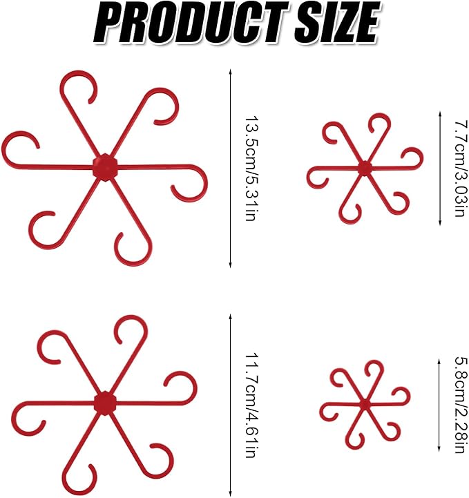 PEUTIER 4pcs Plant Stem Supports, Plastic Houseplant Climbing Holders Stabilizer Reusable Small Climbers Flower Plant Stakes Trellis Stem Hook Growth Accessories for Indoor Monstera (Red)