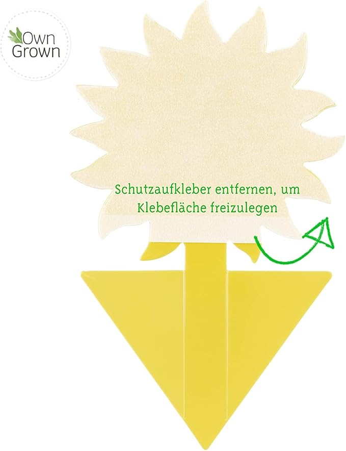 OwnGrown Yellow Sticky Fly Traps for Indoor Plants - 60 Pieces Effective Gnat Control, White and Fruit Fly Traps - Sunflower Sticker Paper Ideal for Houseplants and Indoor Use - 5.3" x 2.95"