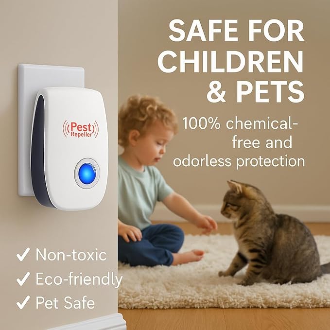 Ultrasonic Pest Repeller & Insect Indoor Repeller,Ultrasonic and Repellent for Roach,Rodent,Mouse,Bugs,Mosquito,Mice,Spider,Ant,6 Packs