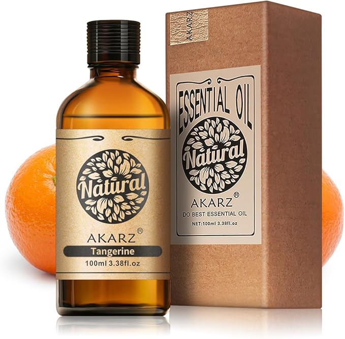 AKARZ 100ml Tangerine Essential Oil Natural Tangerine Oil Pure for Candle Making,DIY Skincare Products Massage,Home Spa Relaxation