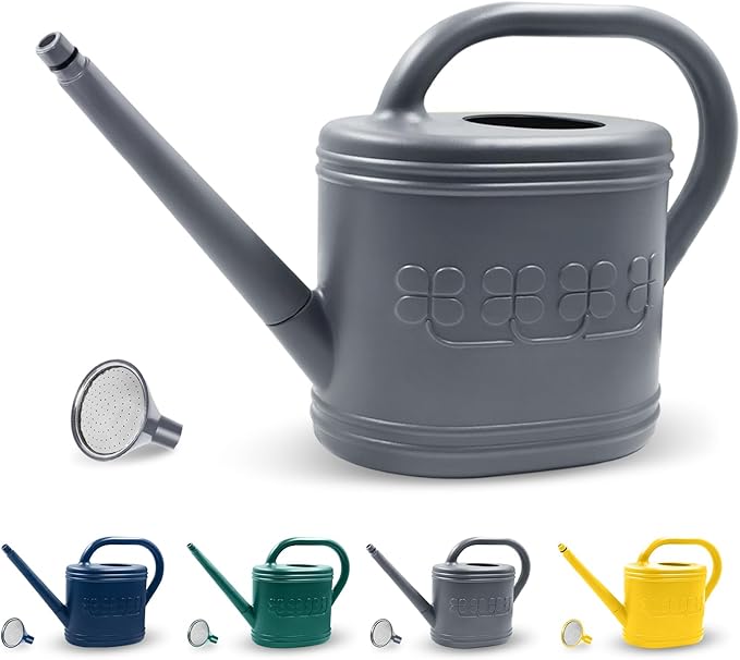Watering Can for Indoor & Outdoor Plants, Plant Watering Can with Stainless Steel Shower Head, 1 Gallon Plastic Watering Can for Garden, Flowers, Vegetable, Greenhouse